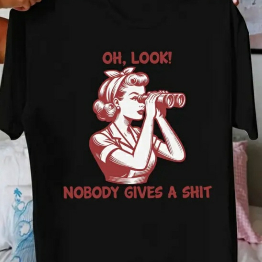 Black Graphic T-Shirt with Red Print
